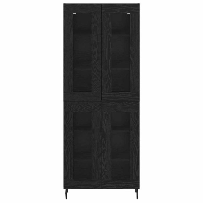 Credenza 2 pcs Rovere Nero Legno Stratificato e Vetro 3403182
