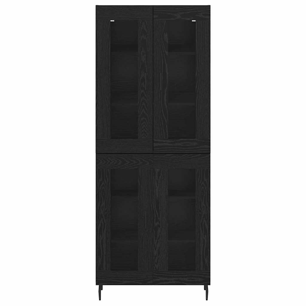 Credenza 2 pz-Set di 2 Buffet-Armadio da cucina Rovere Nero Legno Stratificato e Vetro 855451