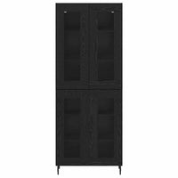 Credenza 2 pz-Set di 2 Buffet-Armadio da cucina Rovere Nero Legno Stratificato e Vetro 855451