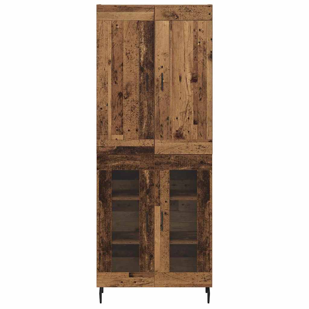 Credenza 2 pz-Set di 2 Buffet-Armadio da cucina Legno vecchio Legno Stratificato e Vetro 625588