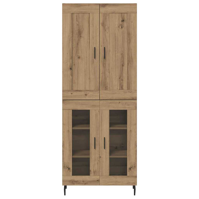 Credenza 2 pcs Rovere artigianale Legno Stratificato e Vetro 3403187