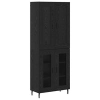 Credenza 2 pz-Set di 2 Buffet-Armadio da cucina Rovere Nero Legno Stratificato e Vetro 880077