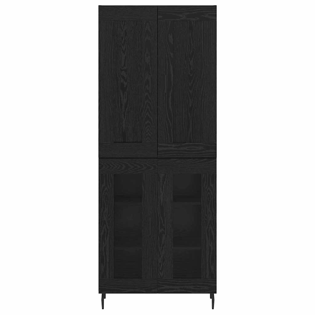 Credenza 2 pcs Rovere Nero Legno Stratificato e Vetro 3403188
