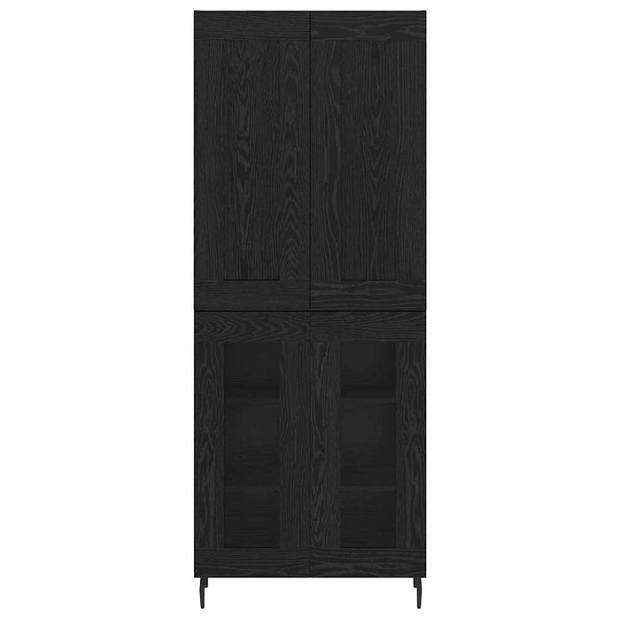 Credenza 2 pz-Set di 2 Buffet-Armadio da cucina Rovere Nero Legno Stratificato e Vetro 880077