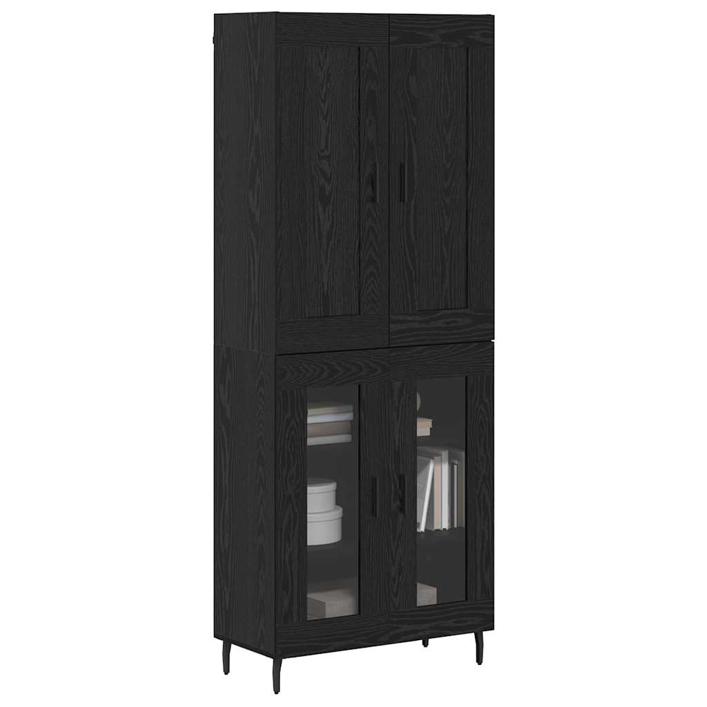Credenza 2 pz-Set di 2 Buffet-Armadio da cucina Rovere Nero Legno Stratificato e Vetro 880077