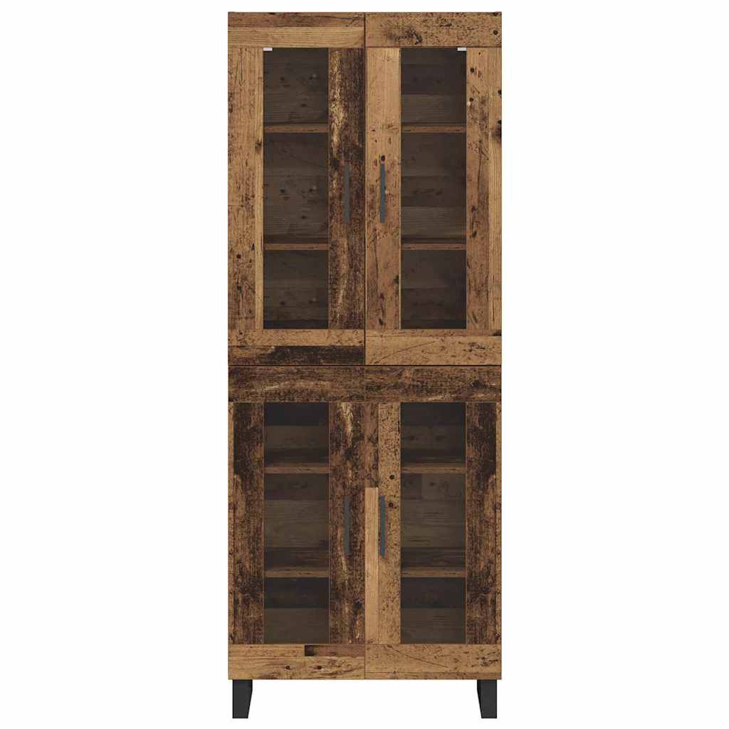 Credenza 2 pz-Set di 2 Buffet-Armadio da cucina Legno vecchio Legno Stratificato e Vetro 703532