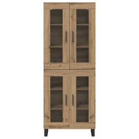 Credenza 2 pcs Rovere artigianale Legno Stratificato e Vetro 3403196