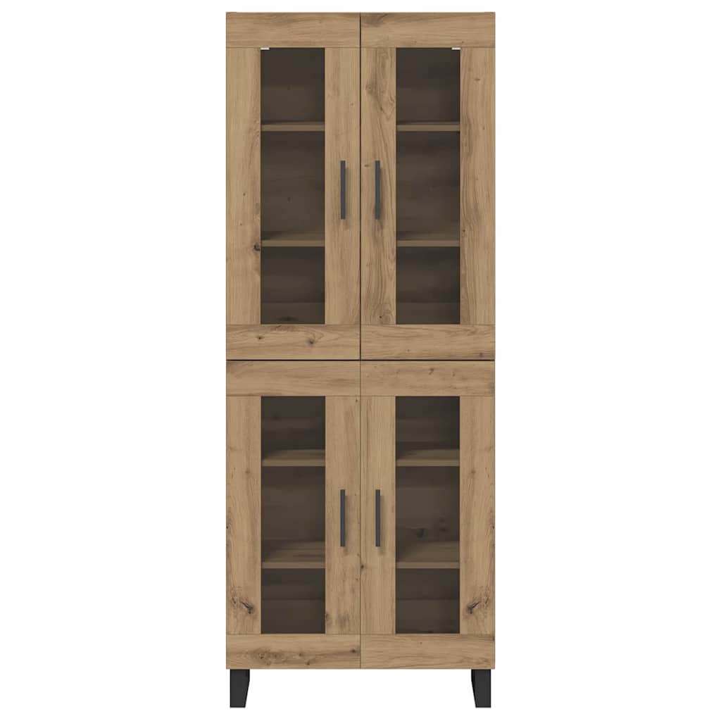 Credenza 2 pz-Set di 2 Buffet-Armadio da cucina Rovere artigianale Legno Stratificato e Vetro 632746