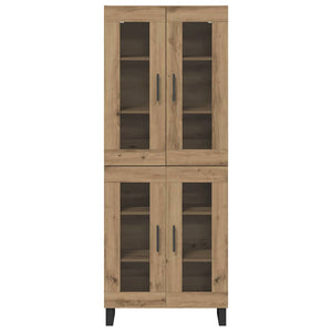 Credenza 2 pz-Set di 2 Buffet-Armadio da cucina Rovere artigianale Legno Stratificato e Vetro 632746