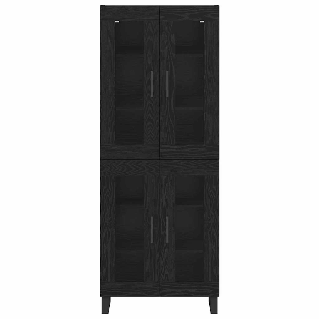 Credenza 2 pcs Rovere Nero Legno Stratificato e Vetro 3403197