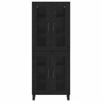 Credenza 2 pcs Rovere Nero Legno Stratificato e Vetro 3403197
