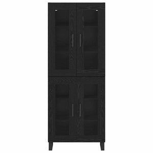 Credenza 2 pz-Set di 2 Buffet-Armadio da cucina Rovere Nero Legno Stratificato e Vetro 516171