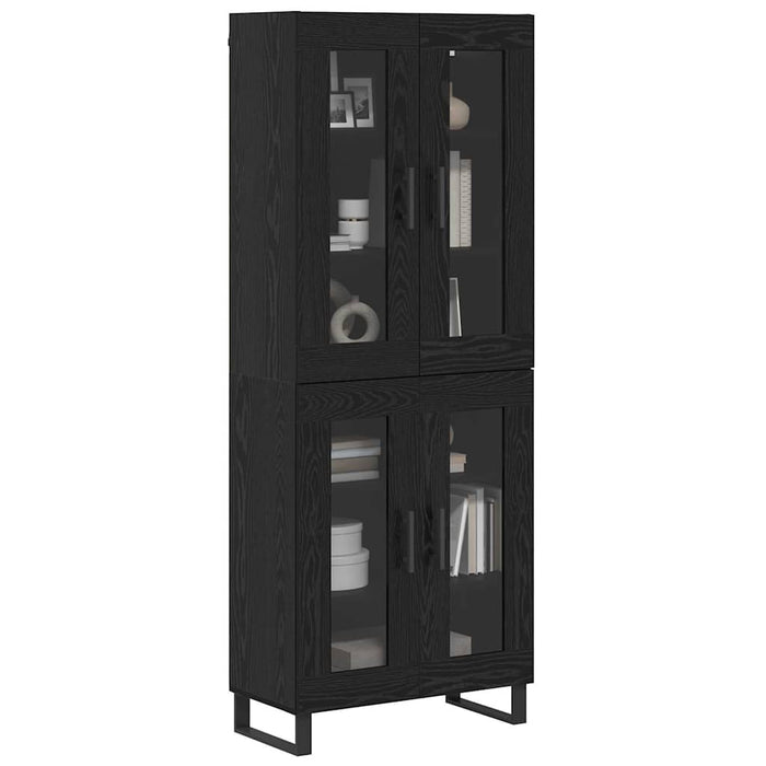 Credenza 2 pz-Set di 2 Buffet-Armadio da cucina Rovere Nero Legno Stratificato e Vetro 516171