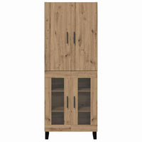 Credenza 2 pz-Set di 2 Buffet-Armadio da cucina Rovere artigianale Legno Stratificato e Vetro 844747