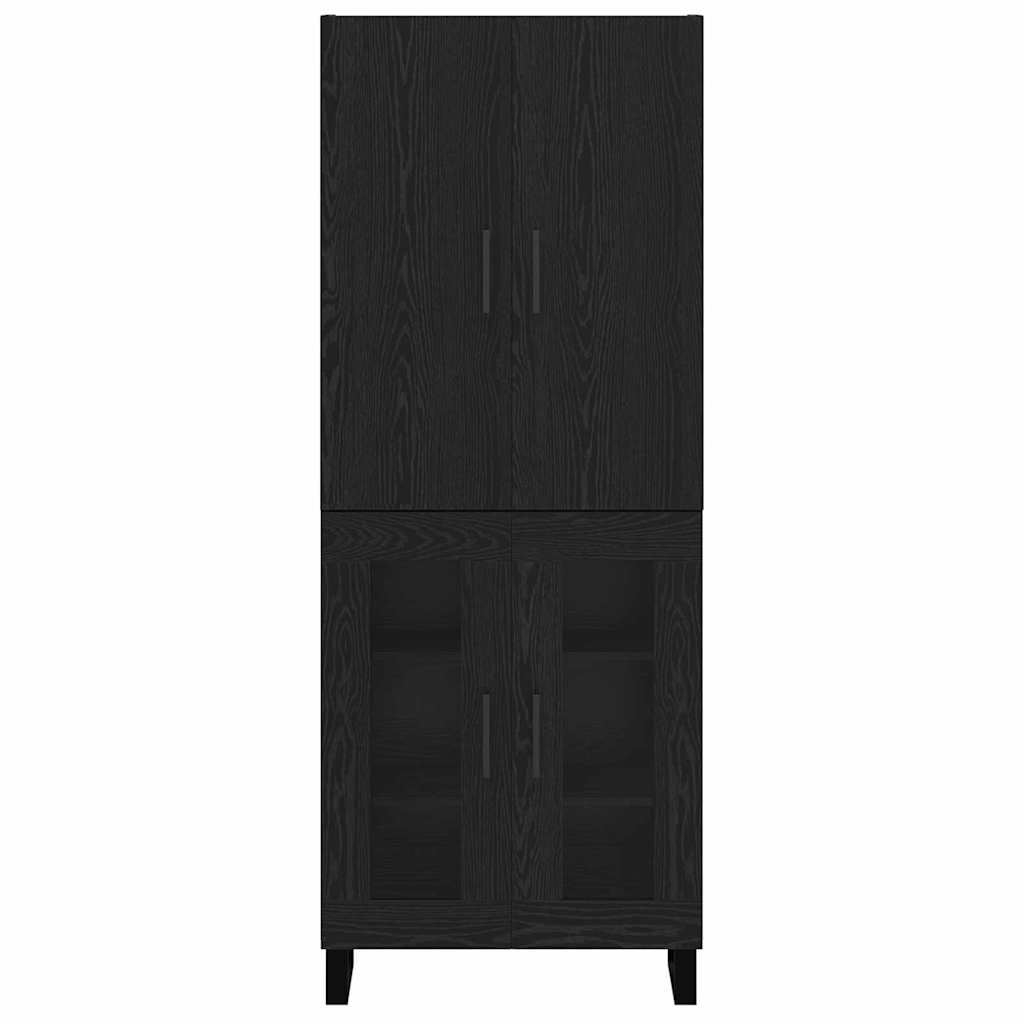 Credenza 2 pz-Set di 2 Buffet-Armadio da cucina Rovere Nero Legno Stratificato e Vetro 505089