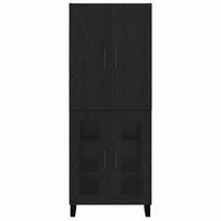 Credenza 2 pz-Set di 2 Buffet-Armadio da cucina Rovere Nero Legno Stratificato e Vetro 505089