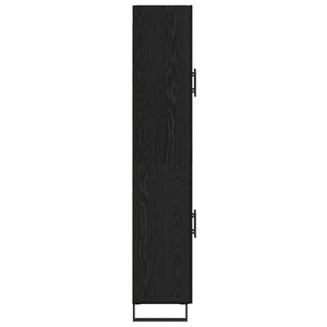 Credenza 2 pz-Set di 2 Buffet-Armadio da cucina Rovere Nero Legno Stratificato e Vetro 505089