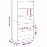 Guardaroba Rovere Nero 100 x 50 x 200 cm Legno multistrato 3403218