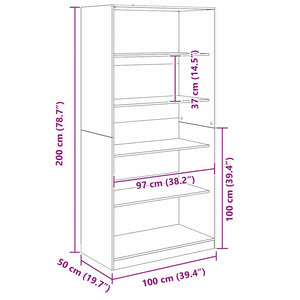 Guardaroba Rovere Nero 100 x 50 x 200 cm Legno multistrato 3403218