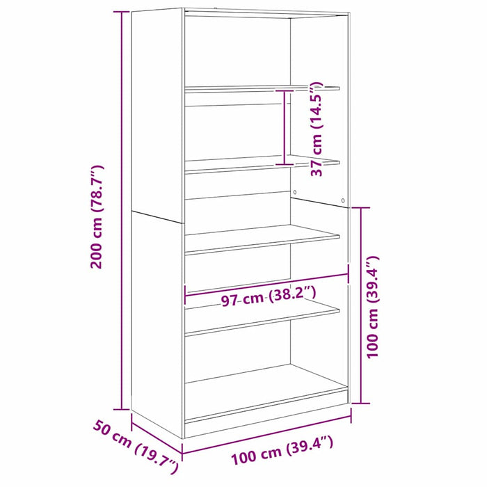 Guardaroba Rovere Nero 100 x 50 x 200 cm Legno multistrato 3403218