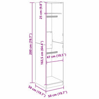 Guardaroba Rovere nero 50 x 50 x 200 cm Legno multistrato 3403227
