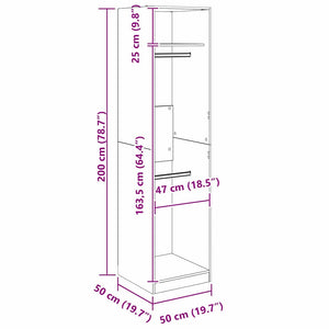 Guardaroba Rovere nero 50 x 50 x 200 cm Legno multistrato 3403227