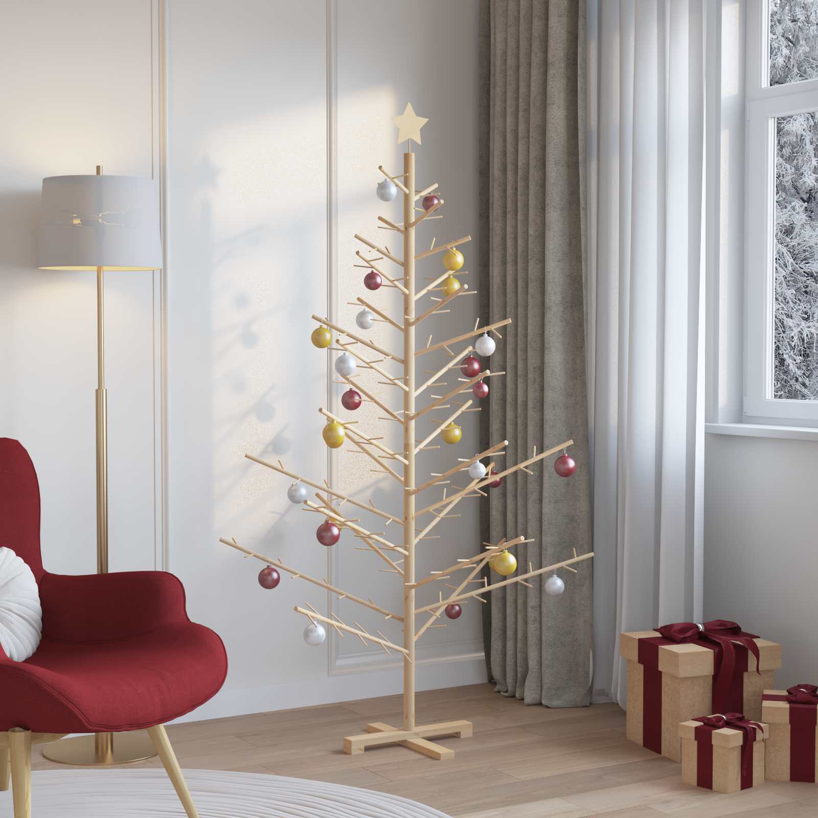Albero di Natale in legno con supporto Naturale 180 cm 42018057