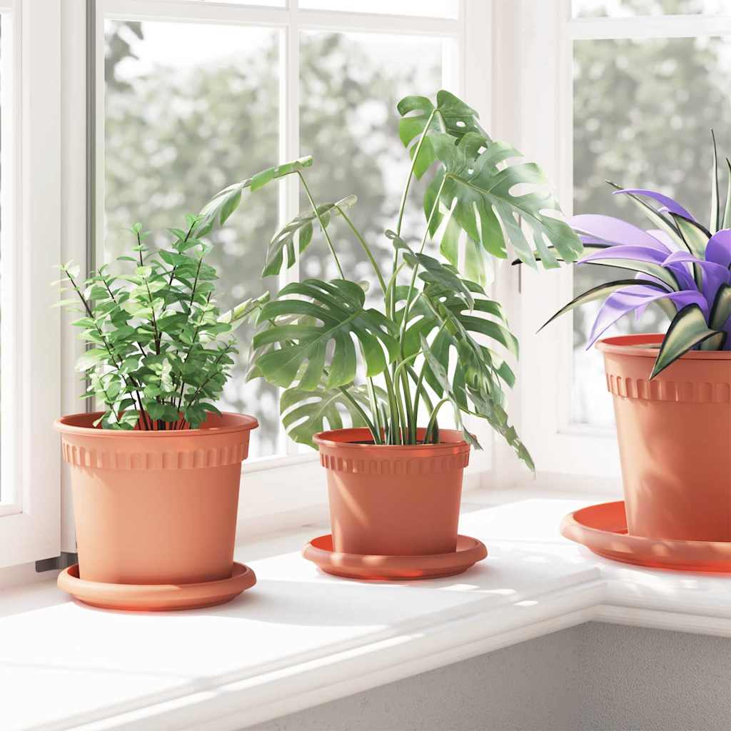 Vaso Rotondo per Fiori 6 pcs Rosso Mattone Ø 12,5 x 10 cm 42020263