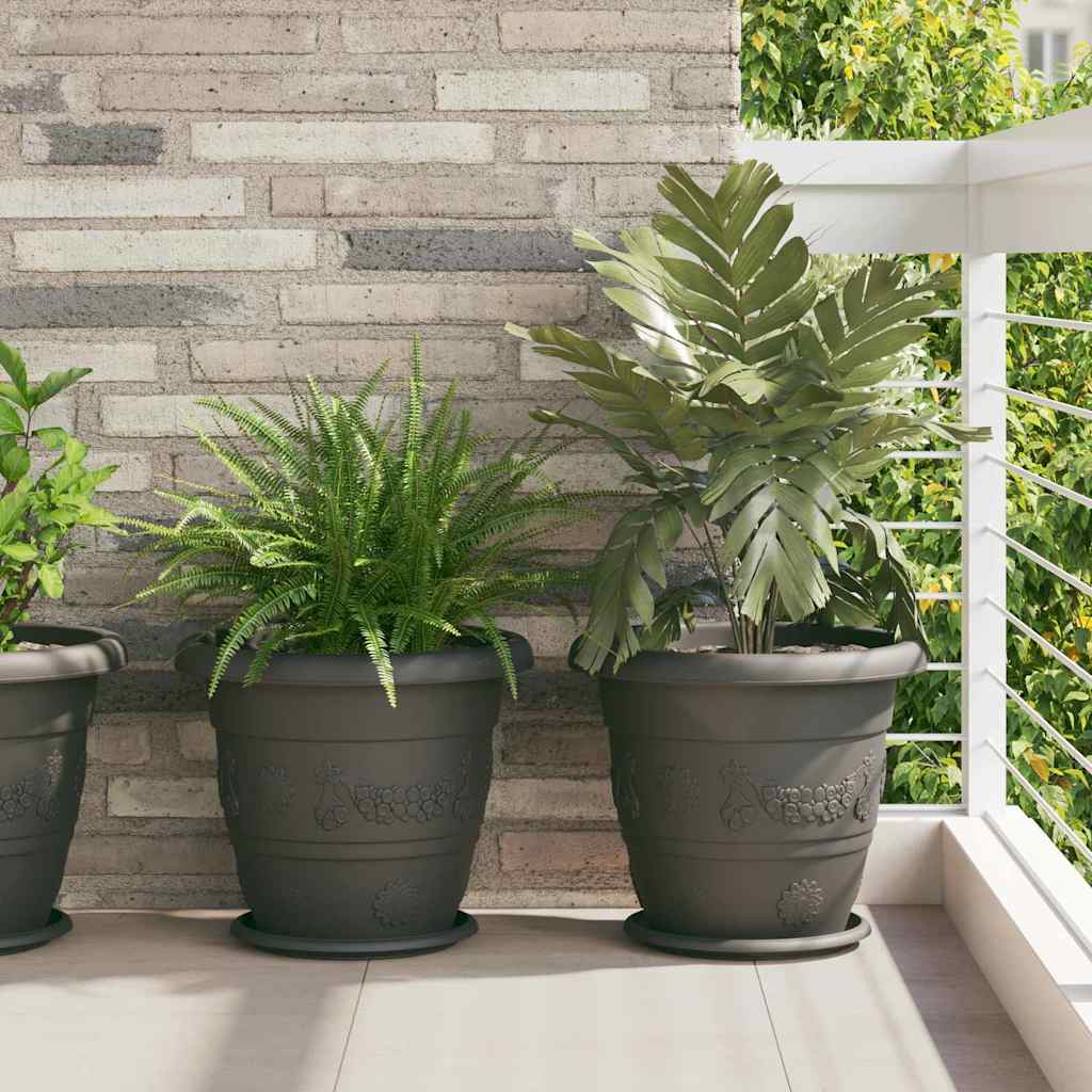 Vassoio Rotondo per Fiori 6 pcs Nero Ø 14 x 2 cm Plastica 42020312