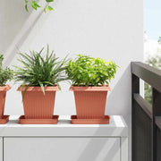 Vaso quadrato per fiori 6 pcs Rosso Mattone 43 x 43 x 33.5 cm 42020327