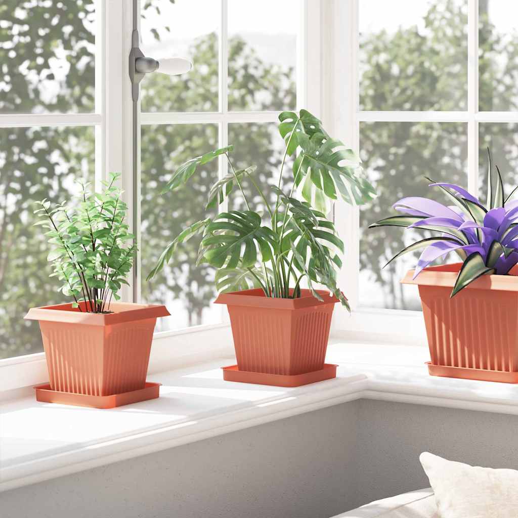 Vaso quadrato per fiori 6 pcs Rosso Mattone 43 x 43 x 33.5 cm 42020327