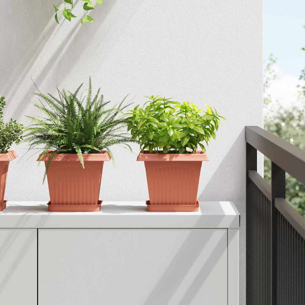 Vaso quadrato per fiori 24 pcs Rosso Mattone 43 x 43 x 33.5 cm 42020342