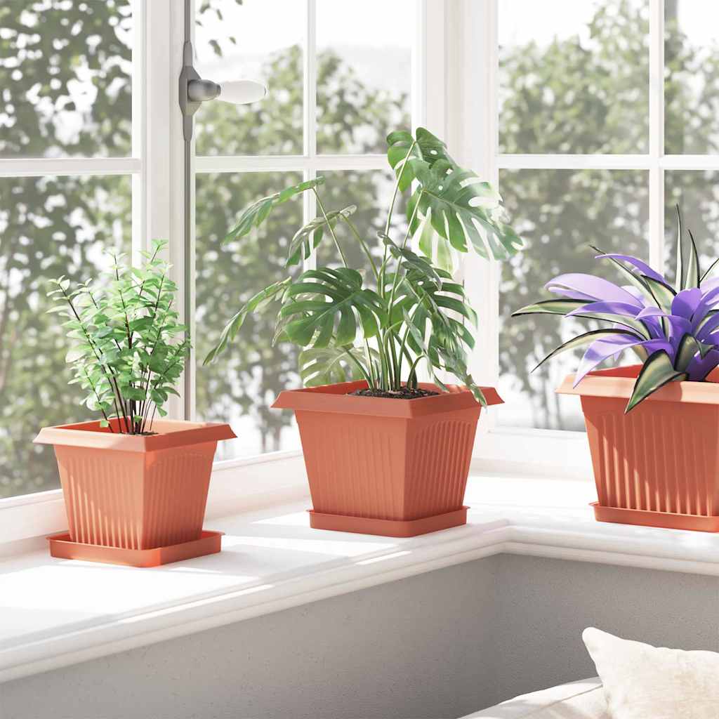 Vaso quadrato per fiori 24 pcs Rosso Mattone 43 x 43 x 33.5 cm 42020342