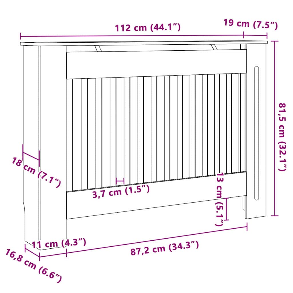 vidaXL Copertura per radiatori 2 pcs Grigio 112 x 19 x 81.5 cm