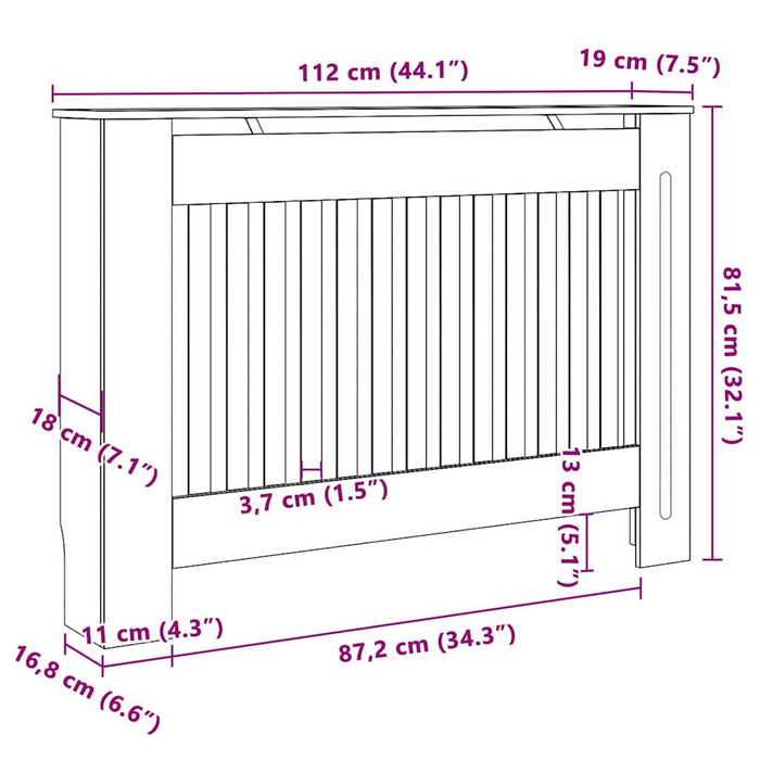 vidaXL Copertura per radiatori 2 pcs Grigio 112 x 19 x 81.5 cm
