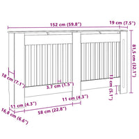 Copertura per radiatori 2 pcs Nero 152x19x81.5cm 3403232
