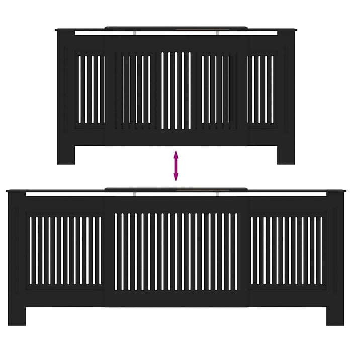 vidaXL Copertura per radiatori 2 pcs Nero (142-205) x 20.5 x 81.5 cm