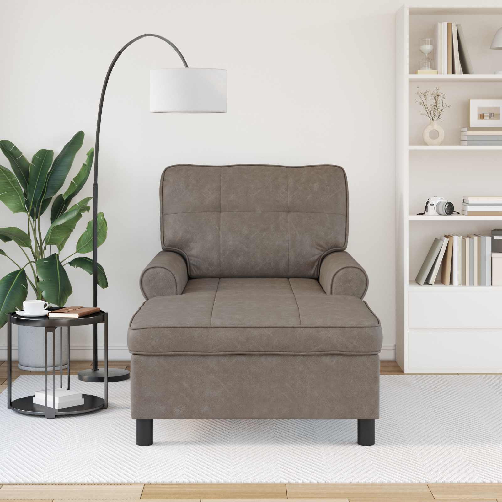 Chaise Lounge con cuscino Grigio 91 x 157 x 91 cm PU Antico 42022919