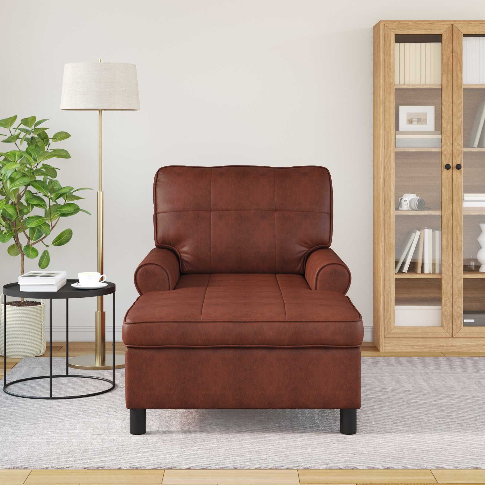 Chaise Lounge Marrone Lucido 91 x 157 x 91 cm PU Antico 42022920