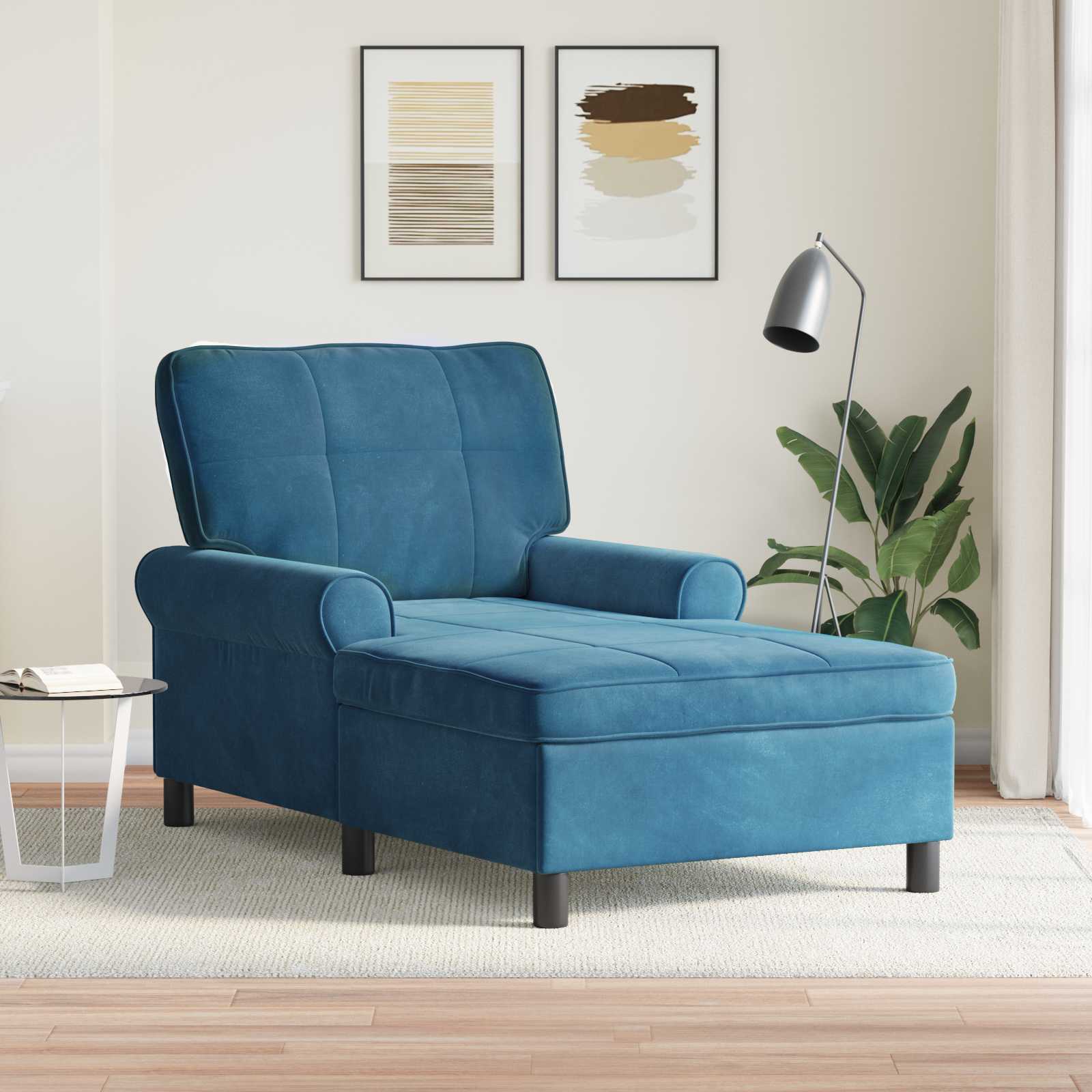 Chaise Lounge con cuscino Blu 91 x 157 x 91 cm Velluto 42022921
