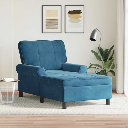 Chaise Lounge con cuscino Blu 91 x 157 x 91 cm Velluto 42022921