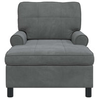 Chaise Lounge con cuscino Grigio scuro 91 x 157 x 91 cm Velluto 42022923
