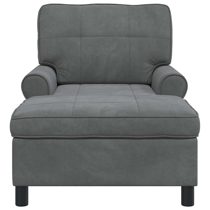 Chaise Lounge con cuscino Grigio scuro 91 x 157 x 91 cm Velluto 42022923