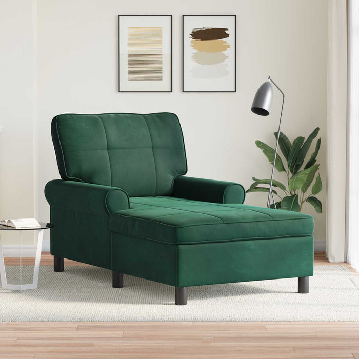 Chaise Lounge con cuscino Verde Scuro 91 x 157 x 91 cm Velluto 42022924