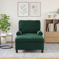 Chaise Lounge con cuscino Verde Scuro 91 x 157 x 91 cm Velluto 42022924