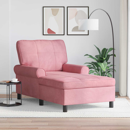 Chaise Lounge con cuscino Rosa 91 x 157 x 91 cm Velluto 42022925