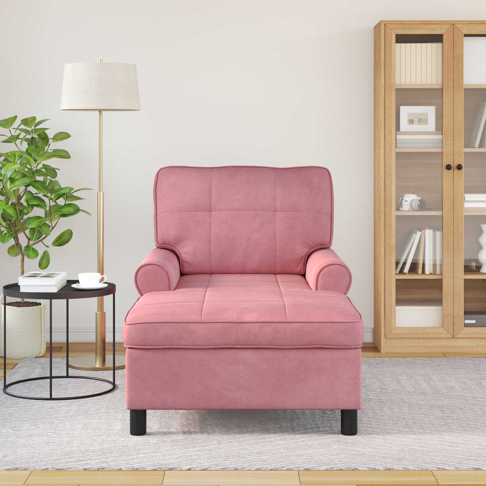Chaise Lounge con cuscino Rosa 91 x 157 x 91 cm Velluto 42022925