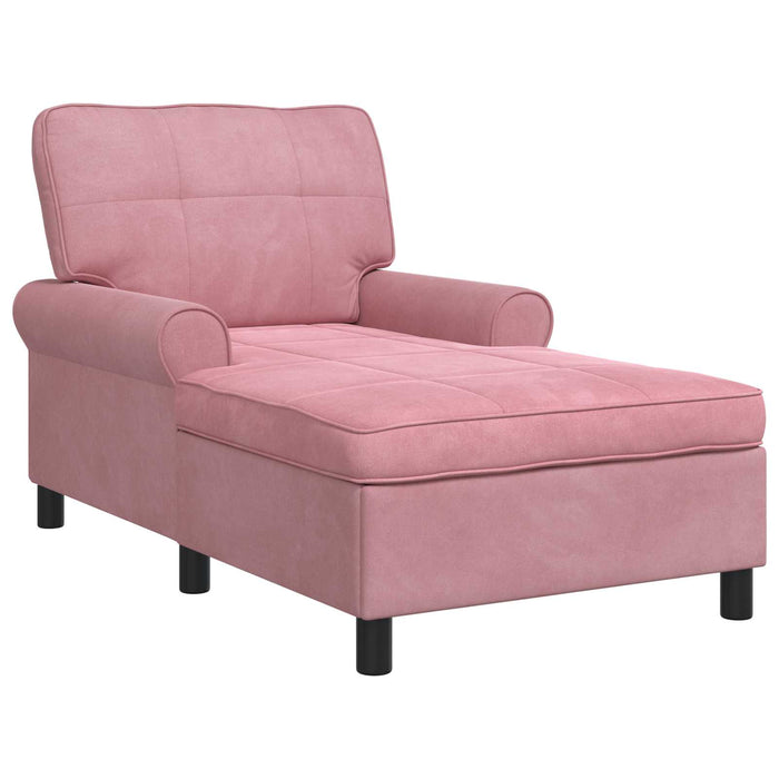 Chaise Lounge con cuscino Rosa 91 x 157 x 91 cm Velluto 42022925