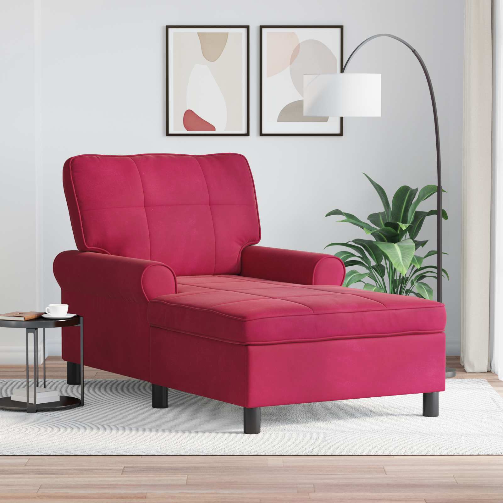 Chaise Lounge con cuscino Rosso Vino 91 x 157 x 91 cm Velluto 42022926