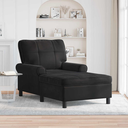 Chaise Lounge con cuscino Nero 91 x 157 x 91 cm Velluto 42022927